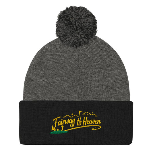 Fairway to Heaven Embroidered Golf Pom-Pom Beanie - Funny Golf Tee by Swing Epic