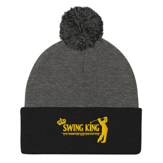 Swing King Ultimate Champ Embroidered Golf Pom-Pom Beanie - Funny Golf Tee by Swing Epic