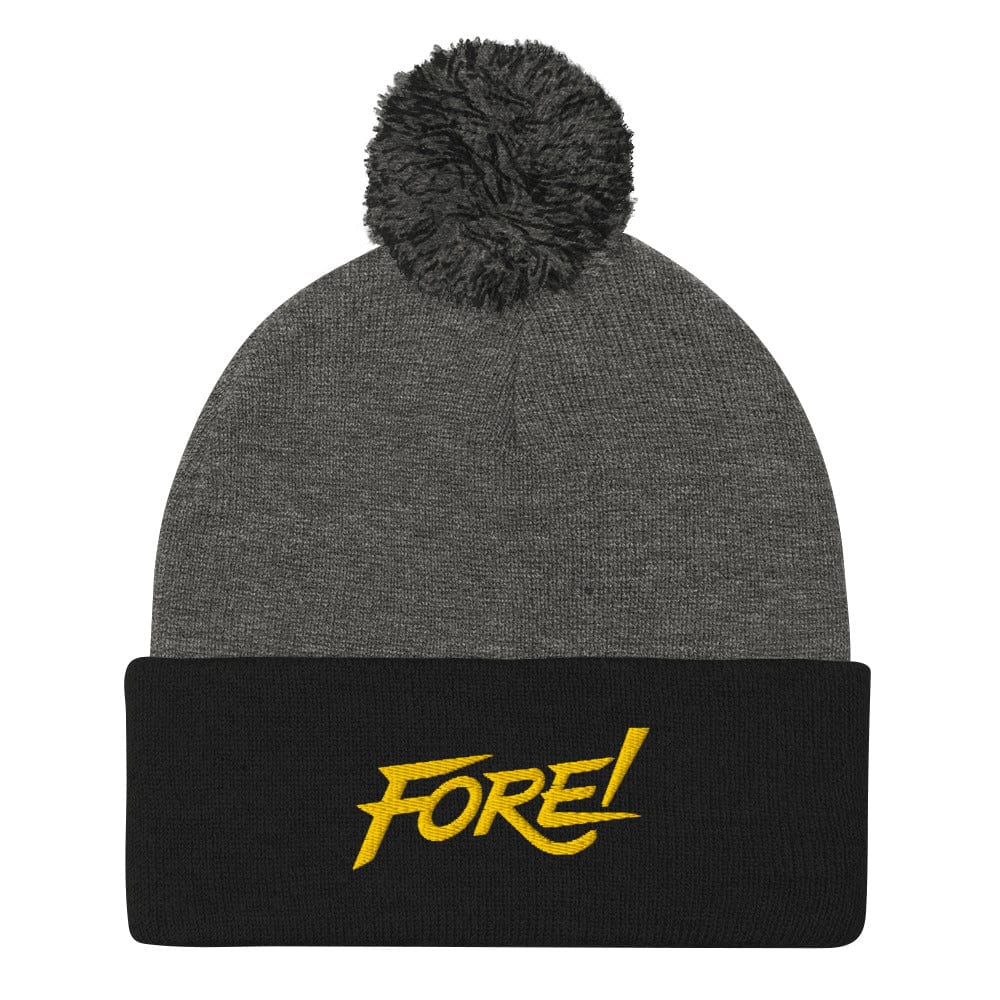 FORE Lookout Fun Embroidered Golf Pom-Pom Beanie - Funny Golf Tee by Swing Epic