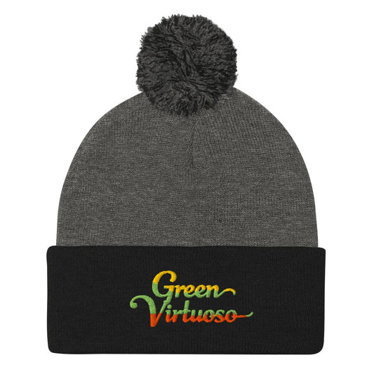 Green Virtuoso Fun Embroidered Golf Pom-Pom Beanie - Funny Golf Tee by Swing Epic
