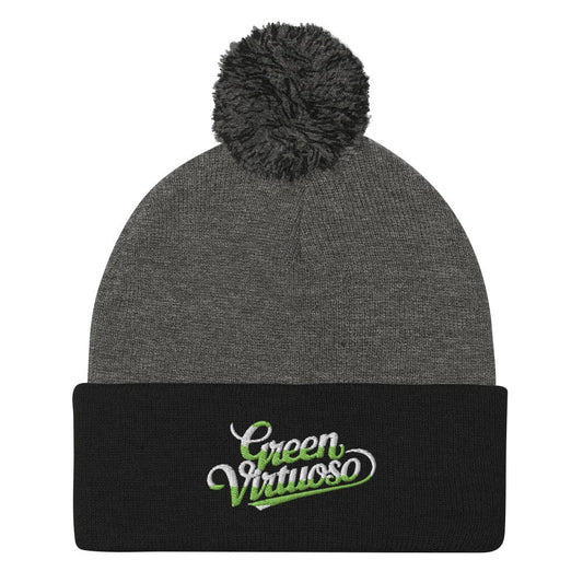 Green Virtuoso Embroidered Golf Pom-Pom Beanie - Funny Golf Tee by Swing Epic