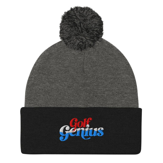 Golf Genius Embroidered Golf Pom-Pom Beanie - Funny Golf Tee by Swing Epic