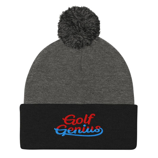 Golf Genius Fun Quirky Embroidered Golf Pom-Pom Beanie - Funny Golf Tee by Swing Epic