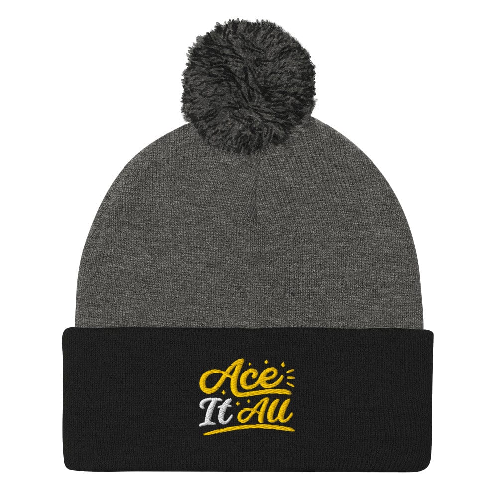 Ace It All Embroidered Golf Pom-Pom Beanie - Funny Golf Tee by Swing Epic