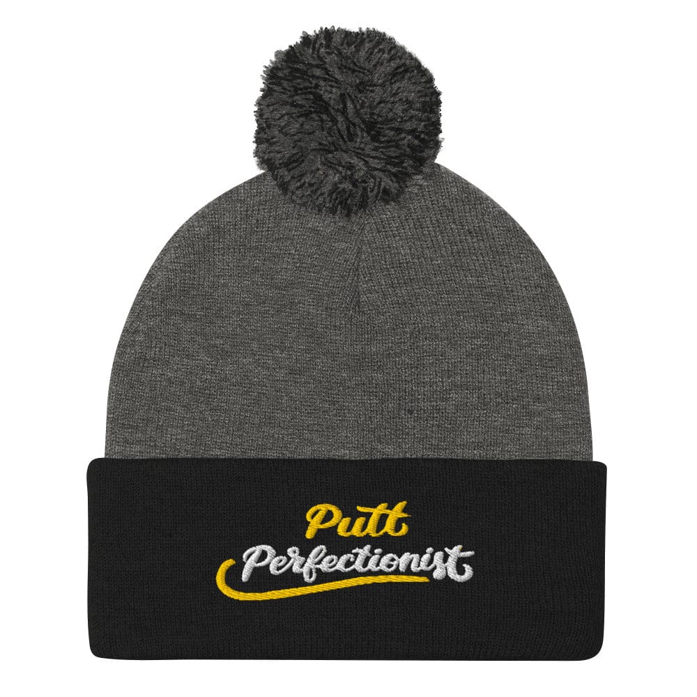Putt Perfectionist Quirky Fun Embroidered Golf Pom-Pom Beanie - Funny Golf Tee by Swing Epic