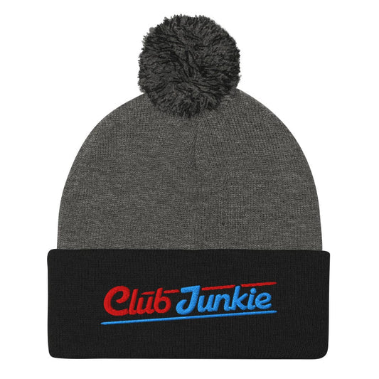 Club Junkie Embroidered Golf Pom-Pom Beanie - Funny Golf Tee by Swing Epic