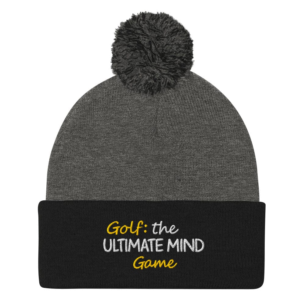 Golf The Ultimate Mind Game Embroidered Golf Pom-Pom Beanie - Funny Golf Tee by Swing Epic