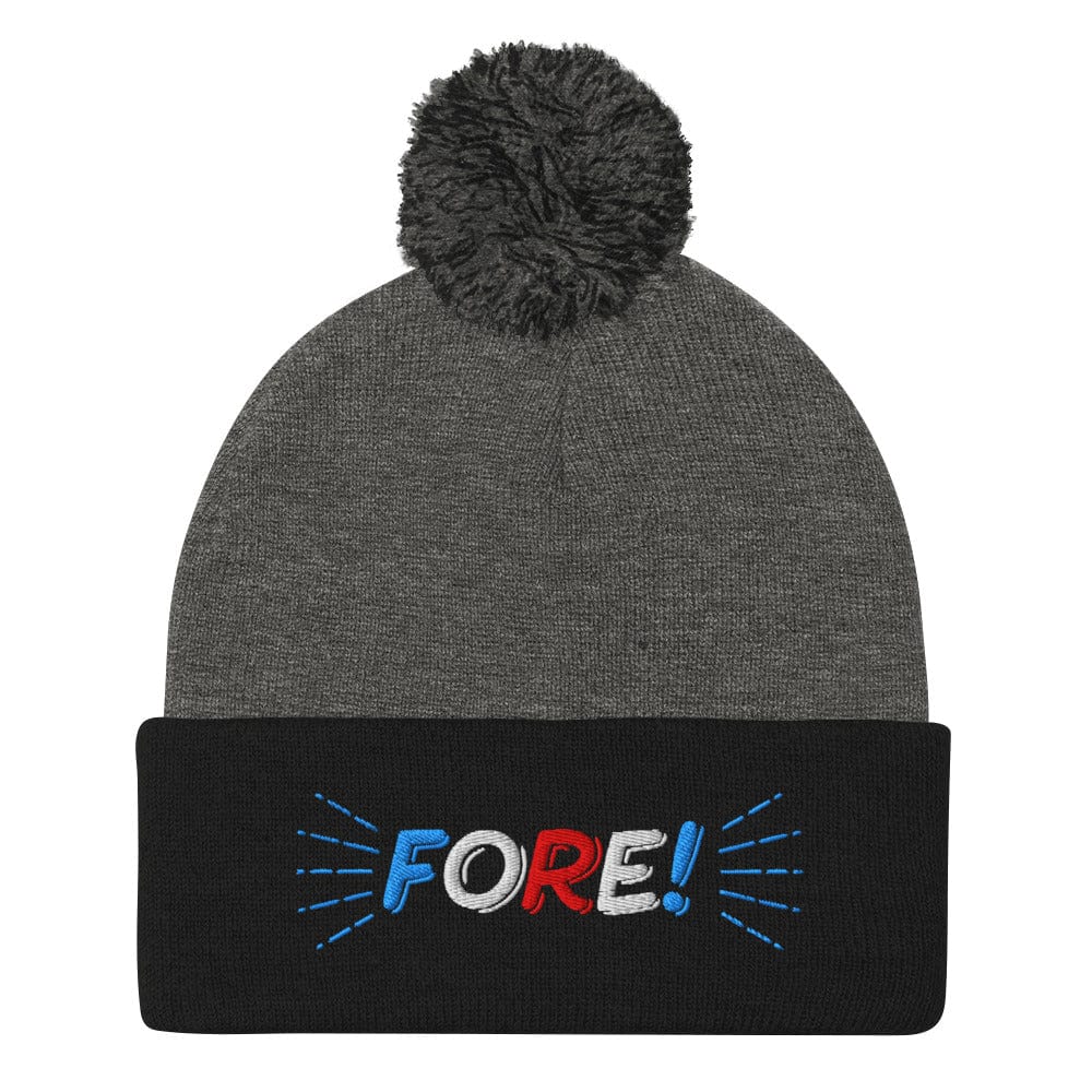 FORE! Quirky Embroidered Golf Pom-Pom Beanie - Funny Golf Tee by Swing Epic