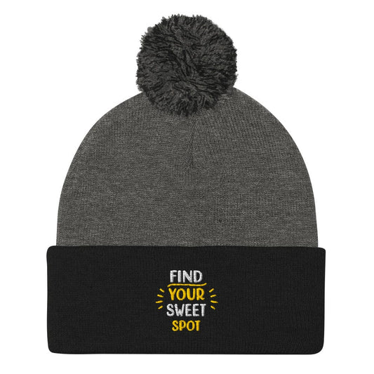 Find Your Sweet Spot Fun Embroidered Golf Pom-Pom Beanie - Funny Golf Tee by Swing Epic