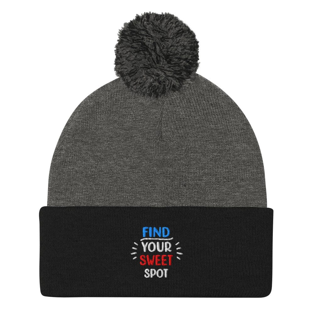 Find Your Sweet Spot Fun Embroidered Golf Pom-Pom Beanie - Funny Golf Tee by Swing Epic