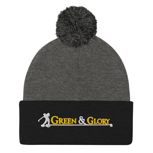 Green & Glory Embroidered Golf Pom-Pom Beanie - Funny Golf Tee by Swing Epic