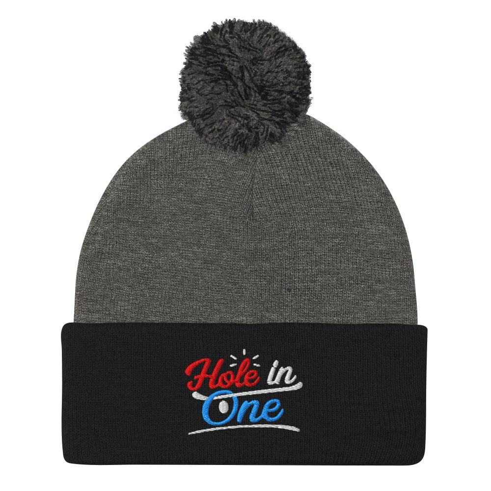 Hole in One Embroidered Golf Pom-Pom Beanie - Funny Golf Tee by Swing Epic