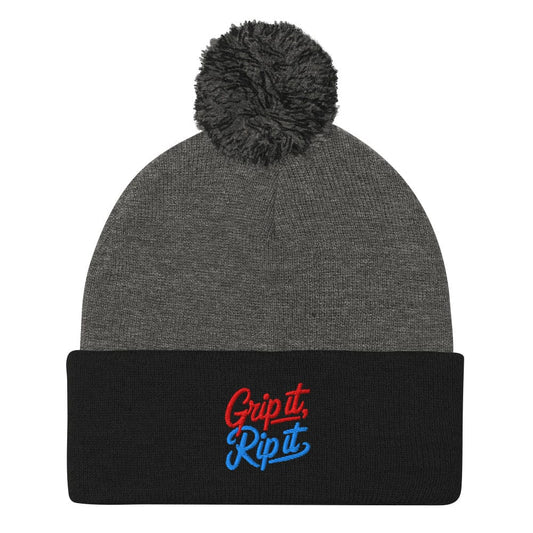 Grip It Rip It Embroidered Golf Pom-Pom Beanie - Funny Golf Tee by Swing Epic