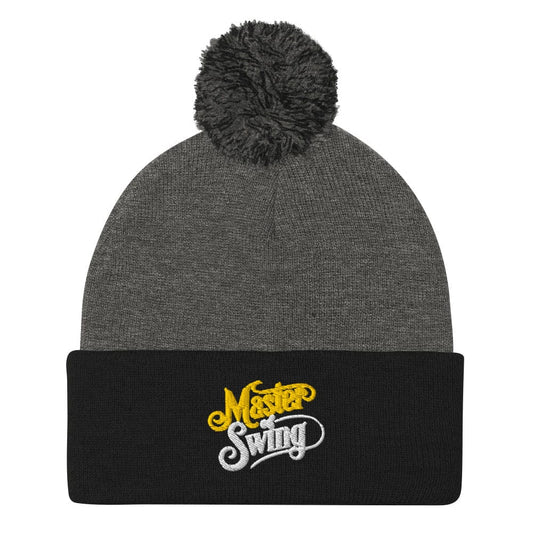 Master of Swing Fun Embroidered Golf Pom-Pom Beanie - Funny Golf Tee by Swing Epic