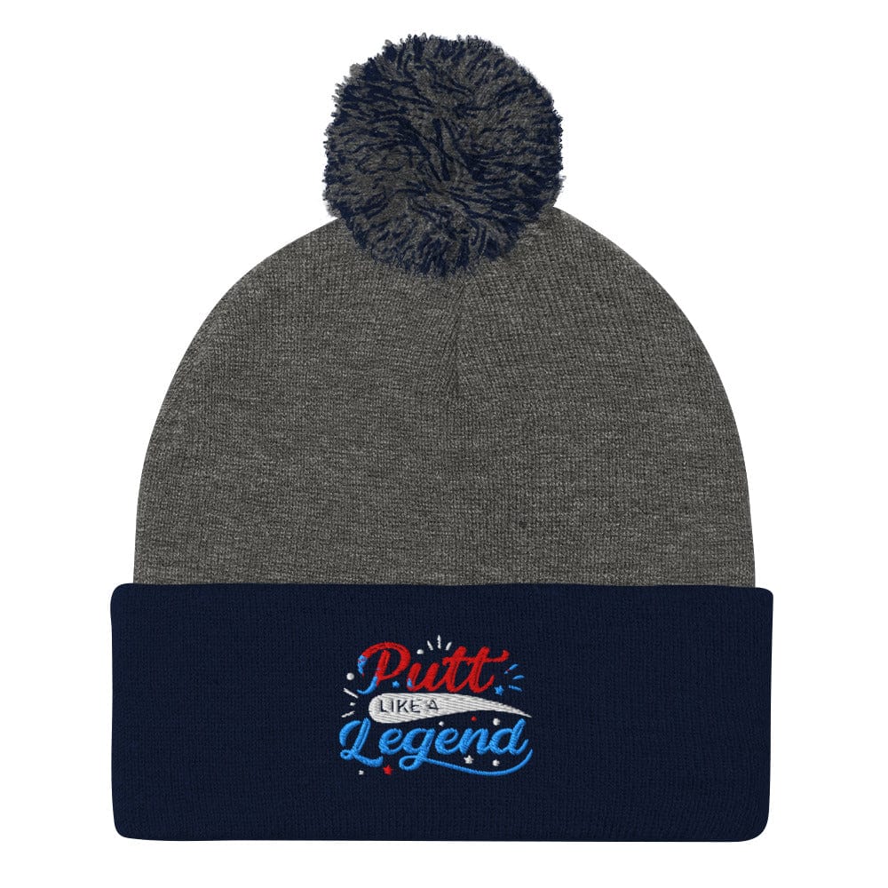 Putt Like a Legend Quirky Fun Embroidered Golf Pom-Pom Beanie - Funny Golf Tee by Swing Epic