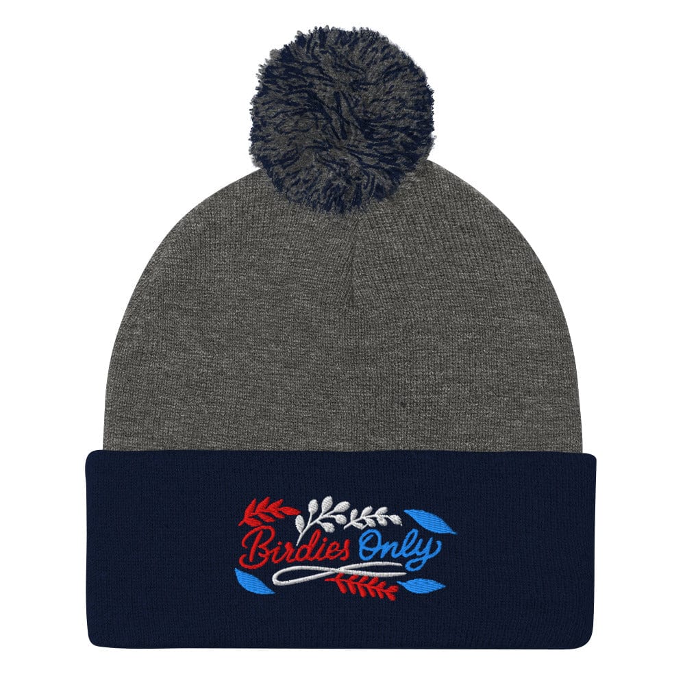 Birdies Only Quirky Fun Embroidered Golf Pom-Pom Beanie - Funny Golf Tee by Swing Epic