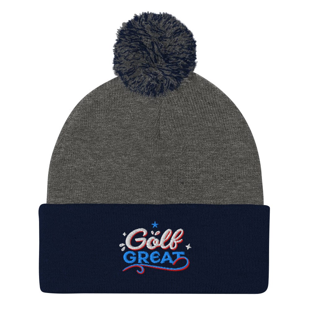 Golf Great Fun Design Embroidered Golf Pom-Pom Beanie - Funny Golf Tee by Swing Epic