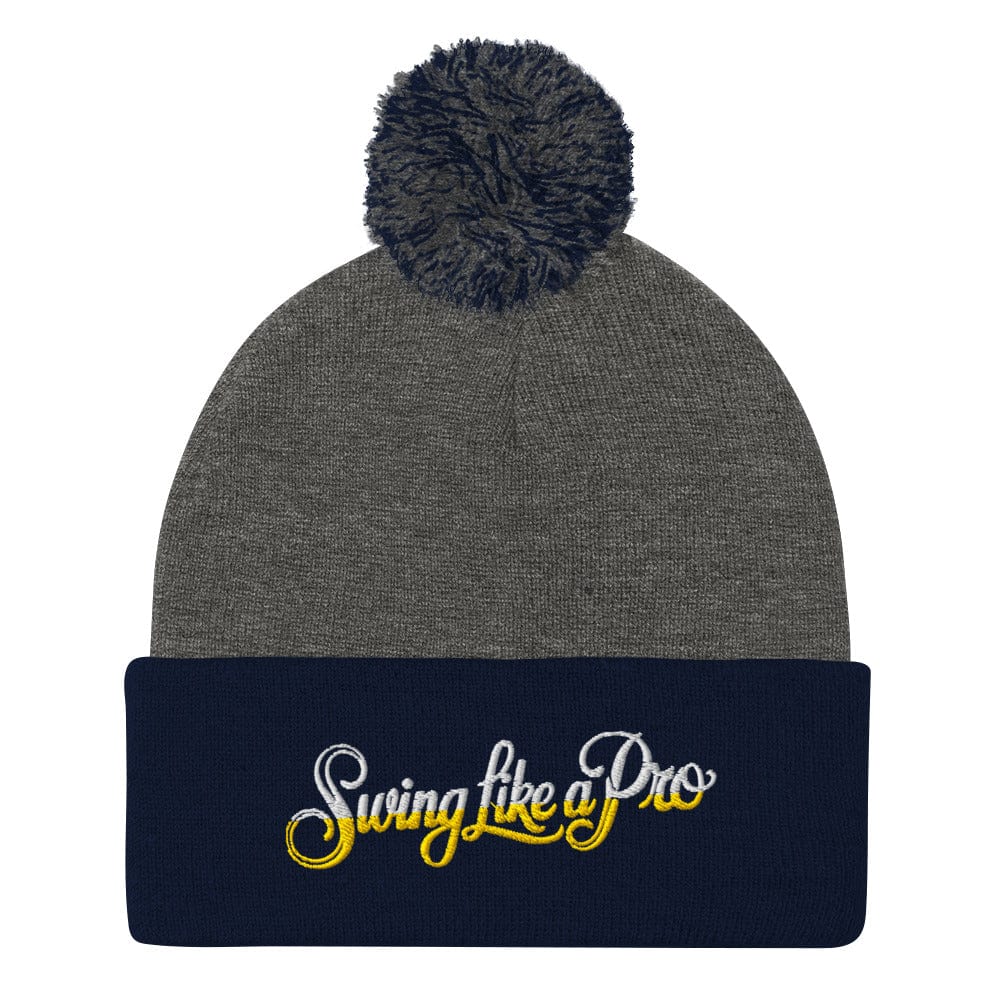 Swing Like a Pro Quirky Embroidered Golf Pom-Pom Beanie - Funny Golf Tee by Swing Epic
