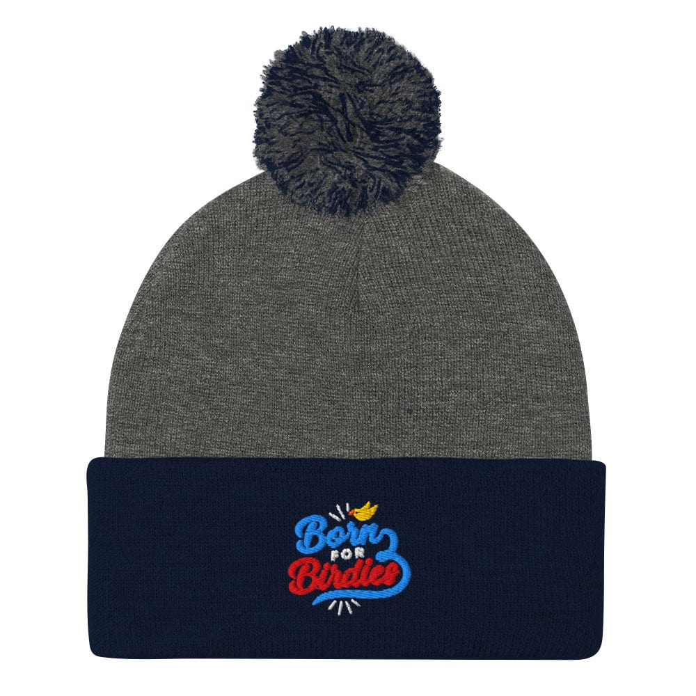 Born For Birdies Quirky Fun Embroidered Golf Pom-Pom Beanie - Funny Golf Tee by Swing Epic