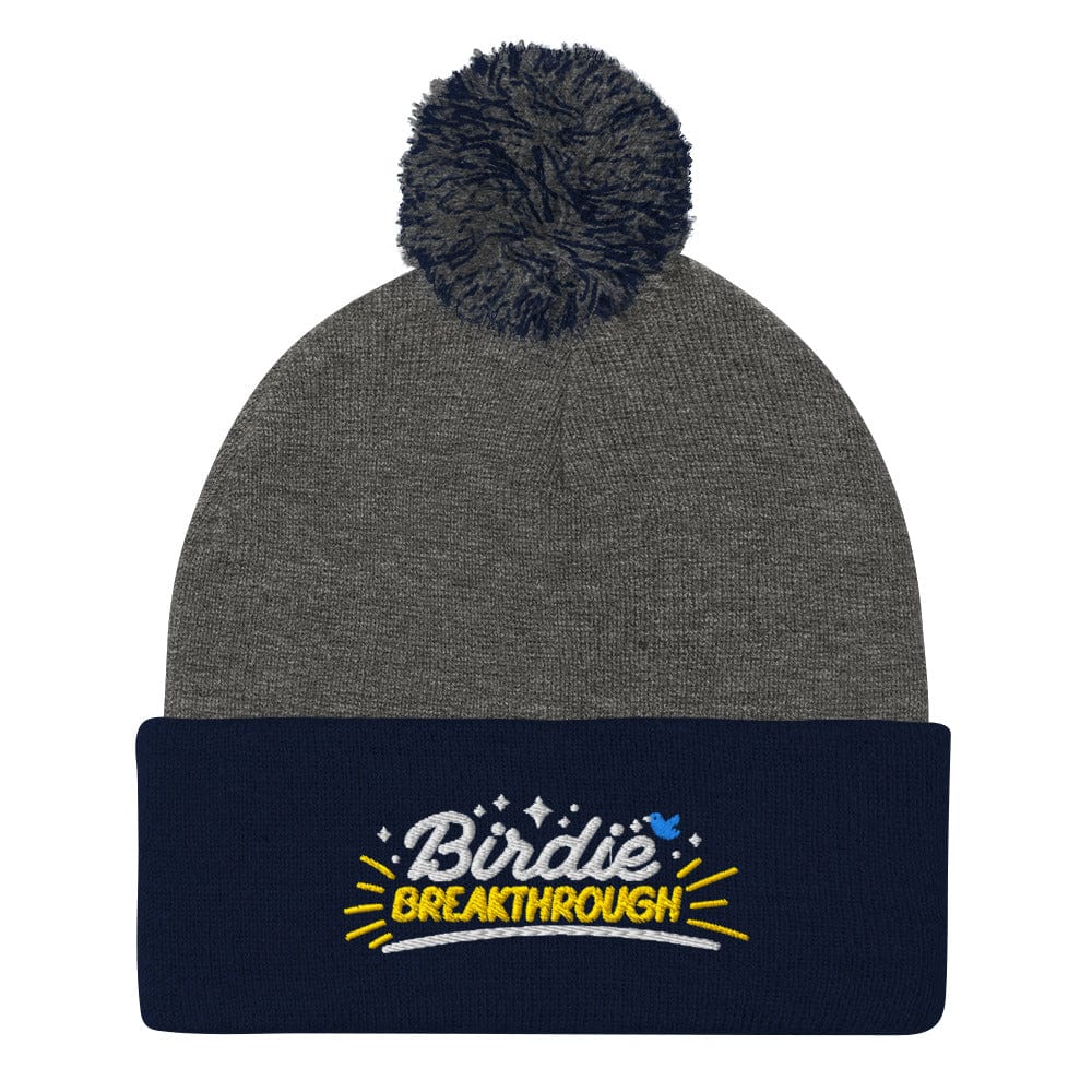 Birdie Breakthrough Fun Embroidered Golf Pom-Pom Beanie - Funny Golf Tee by Swing Epic