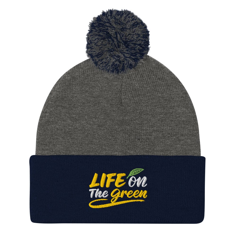 Life on The Green Fun Embroidered Golf Pom-Pom Beanie - Funny Golf Tee by Swing Epic