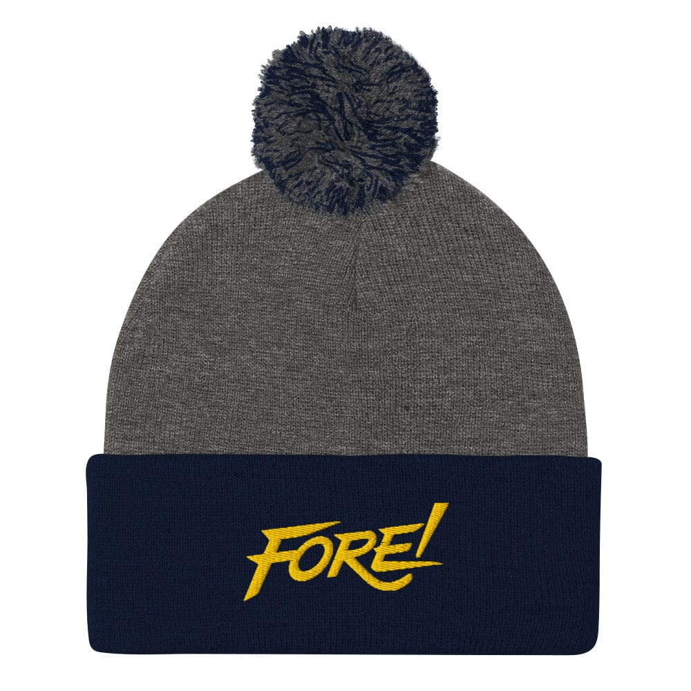 FORE Lookout Fun Embroidered Golf Pom-Pom Beanie - Funny Golf Tee by Swing Epic