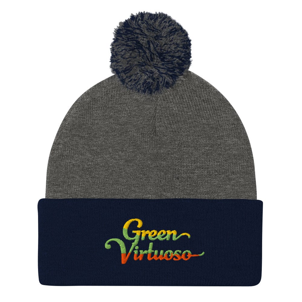 Green Virtuoso Fun Embroidered Golf Pom-Pom Beanie - Funny Golf Tee by Swing Epic