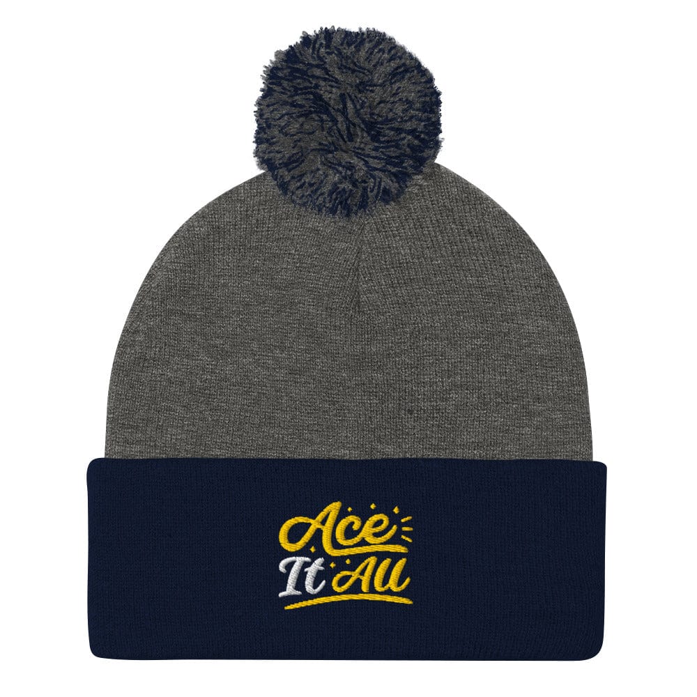 Ace It All Embroidered Golf Pom-Pom Beanie - Funny Golf Tee by Swing Epic