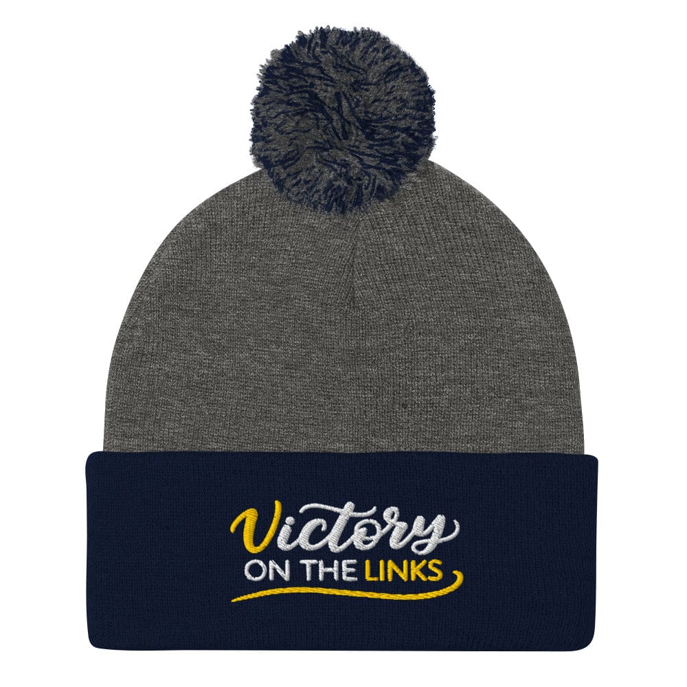 Victory on the Links Embroidered Golf Pom-Pom Beanie - Funny Golf Tee by Swing Epic