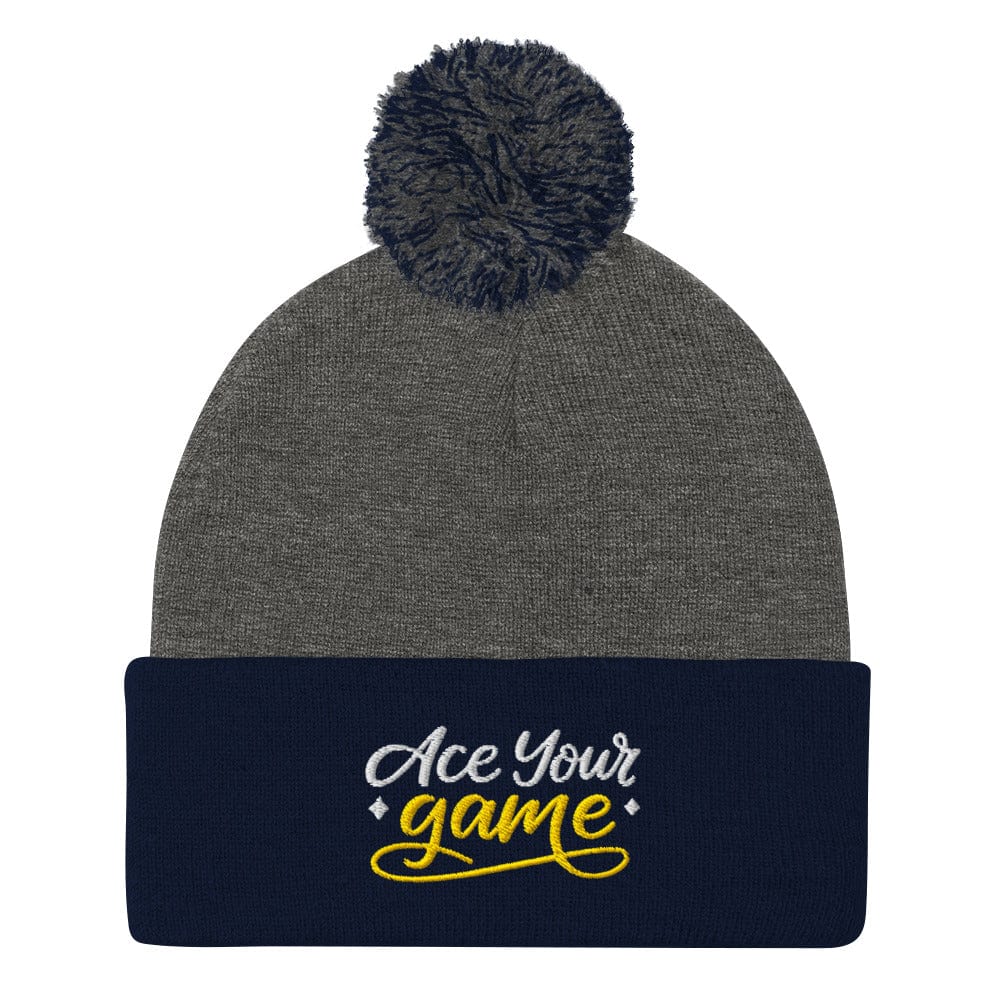 Ace Your Game Embroidered Golf Pom-Pom Beanie - Funny Golf Tee by Swing Epic