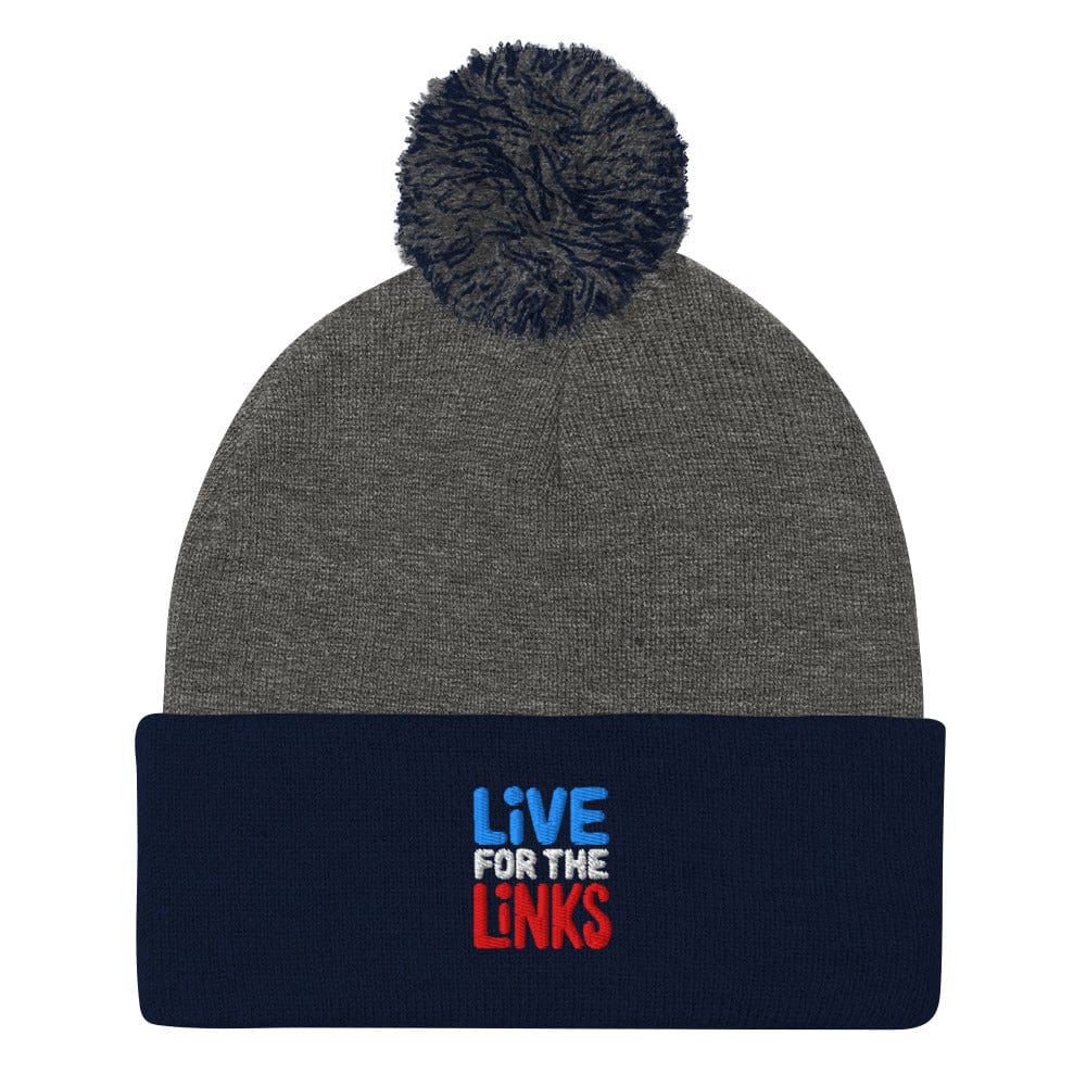 Live For The Links Embroidered Golf Pom-Pom Beanie - Funny Golf Tee by Swing Epic