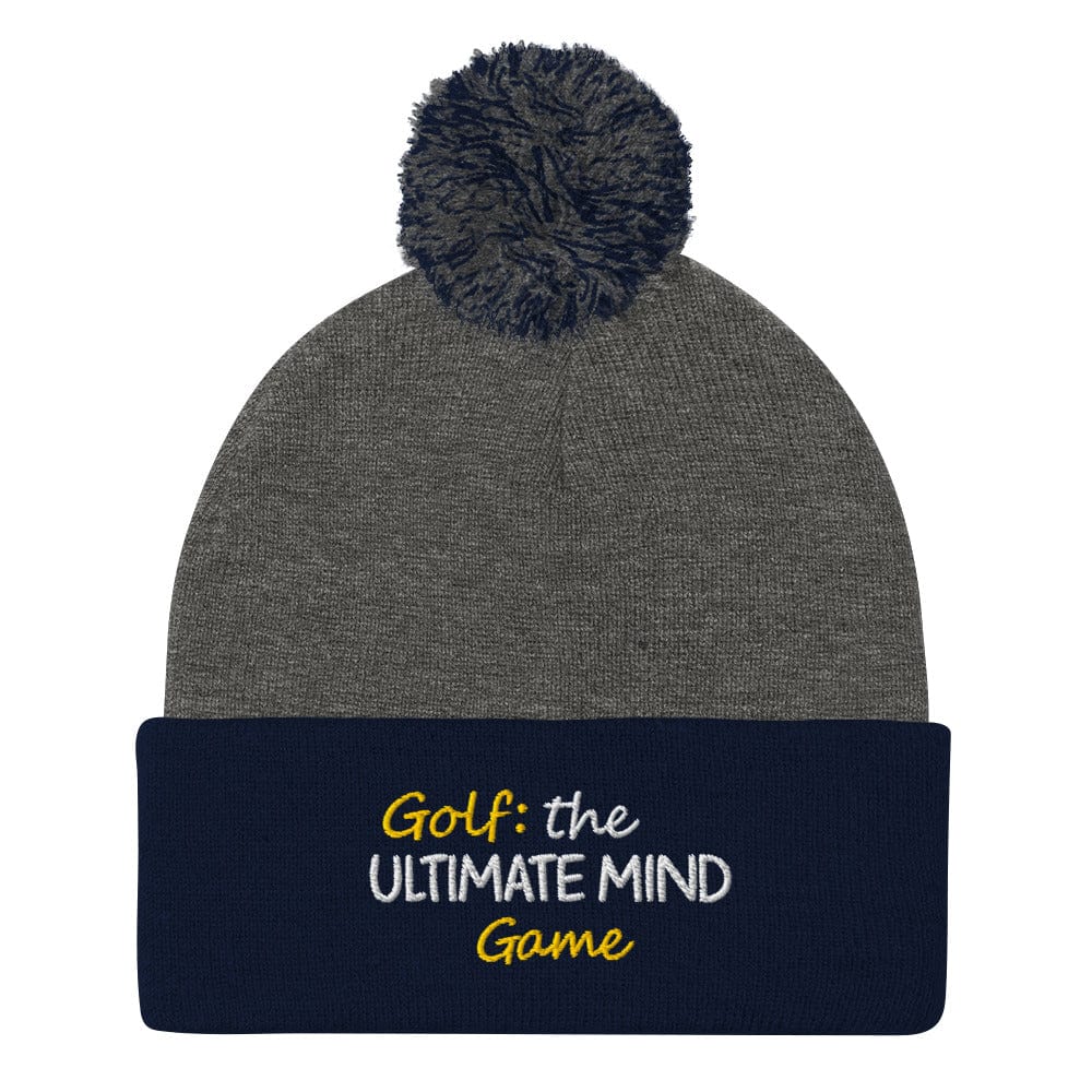 Golf The Ultimate Mind Game Embroidered Golf Pom-Pom Beanie - Funny Golf Tee by Swing Epic