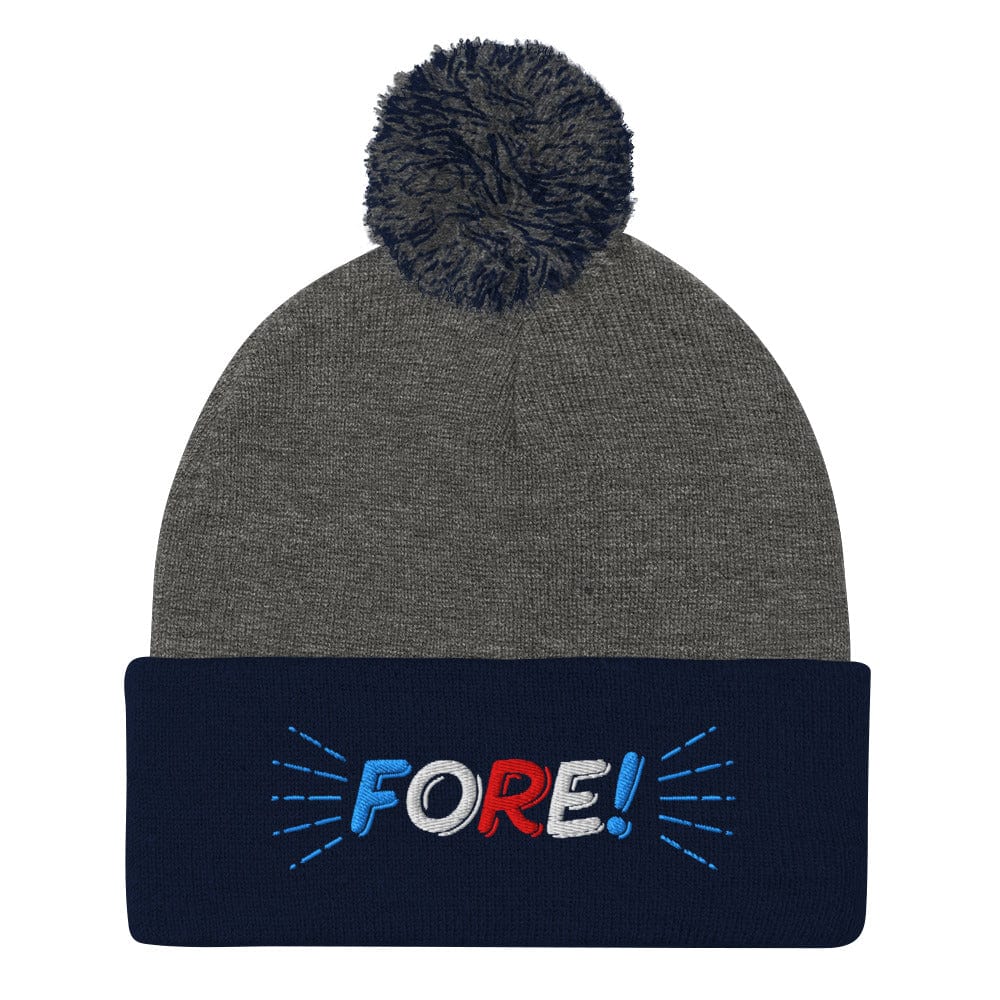 FORE! Quirky Embroidered Golf Pom-Pom Beanie - Funny Golf Tee by Swing Epic