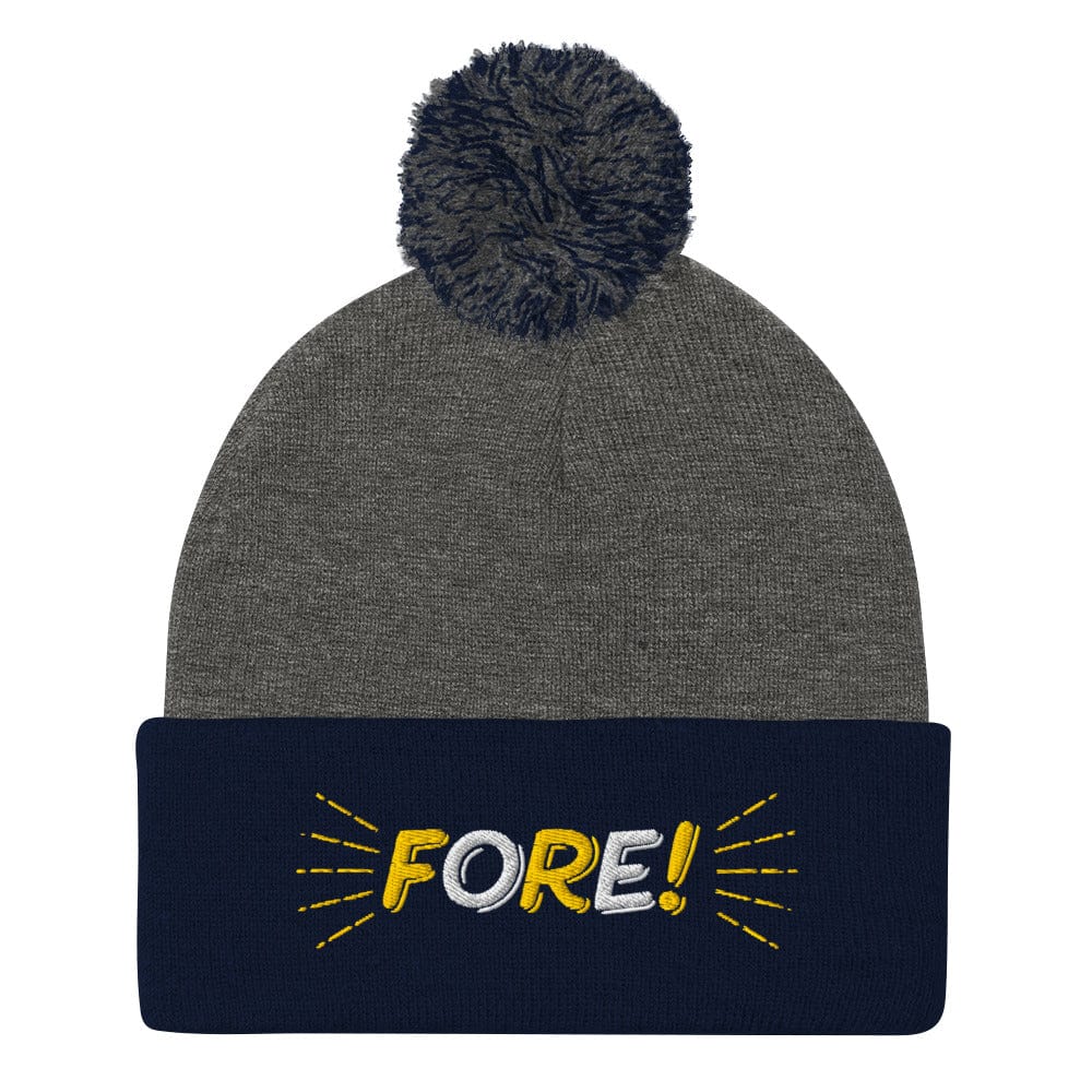 FORE! Quirky Embroidered Golf Pom-Pom Beanie - Funny Golf Tee by Swing Epic