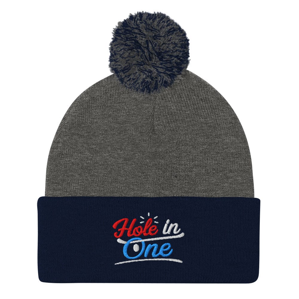 Hole in One Embroidered Golf Pom-Pom Beanie - Funny Golf Tee by Swing Epic