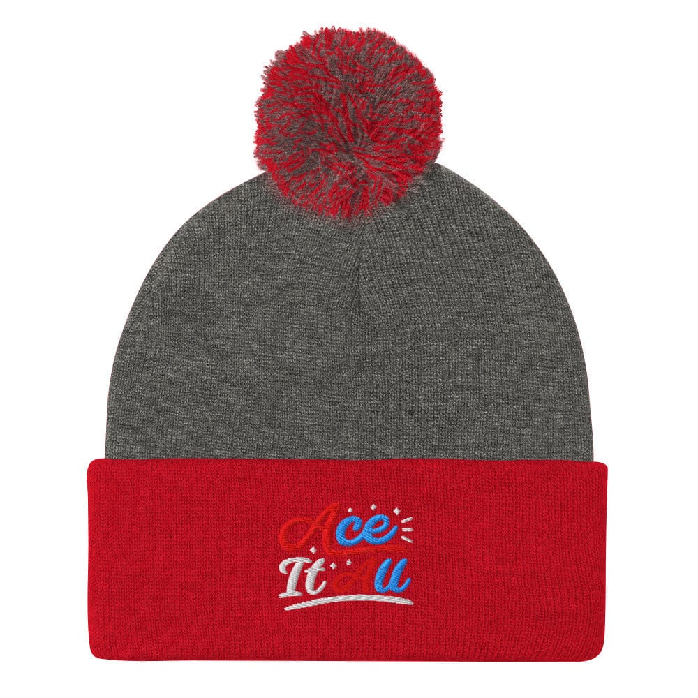 Ace It All Embroidered Golf Pom-Pom Beanie - Funny Golf Tee by Swing Epic