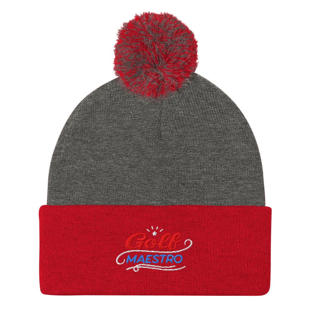 Golf Maestro Fun Embroidered Golf Pom-Pom Beanie - Funny Golf Tee by Swing Epic