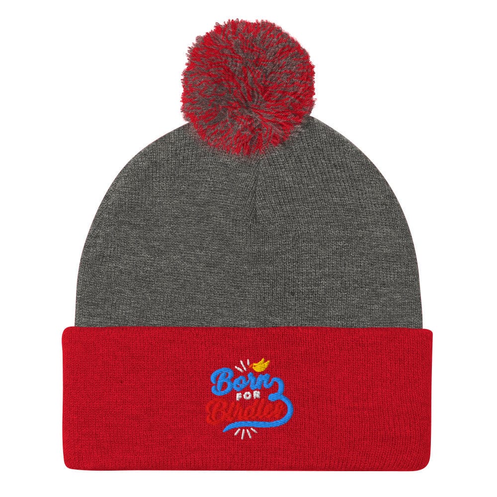 Born For Birdies Quirky Fun Embroidered Golf Pom-Pom Beanie - Funny Golf Tee by Swing Epic