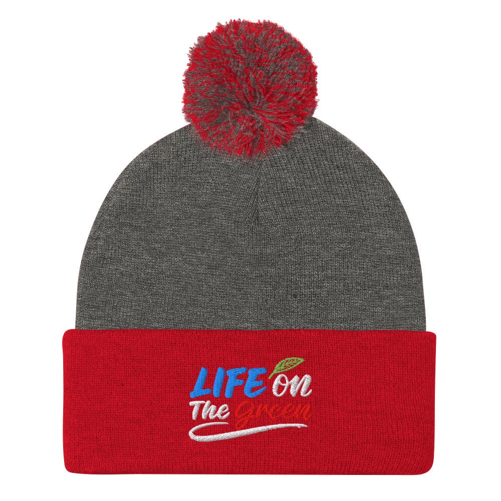 Life on The Green Fun Embroidered Golf Pom-Pom Beanie - Funny Golf Tee by Swing Epic