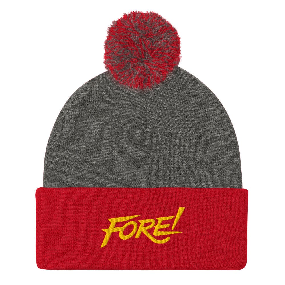 FORE Lookout Fun Embroidered Golf Pom-Pom Beanie - Funny Golf Tee by Swing Epic