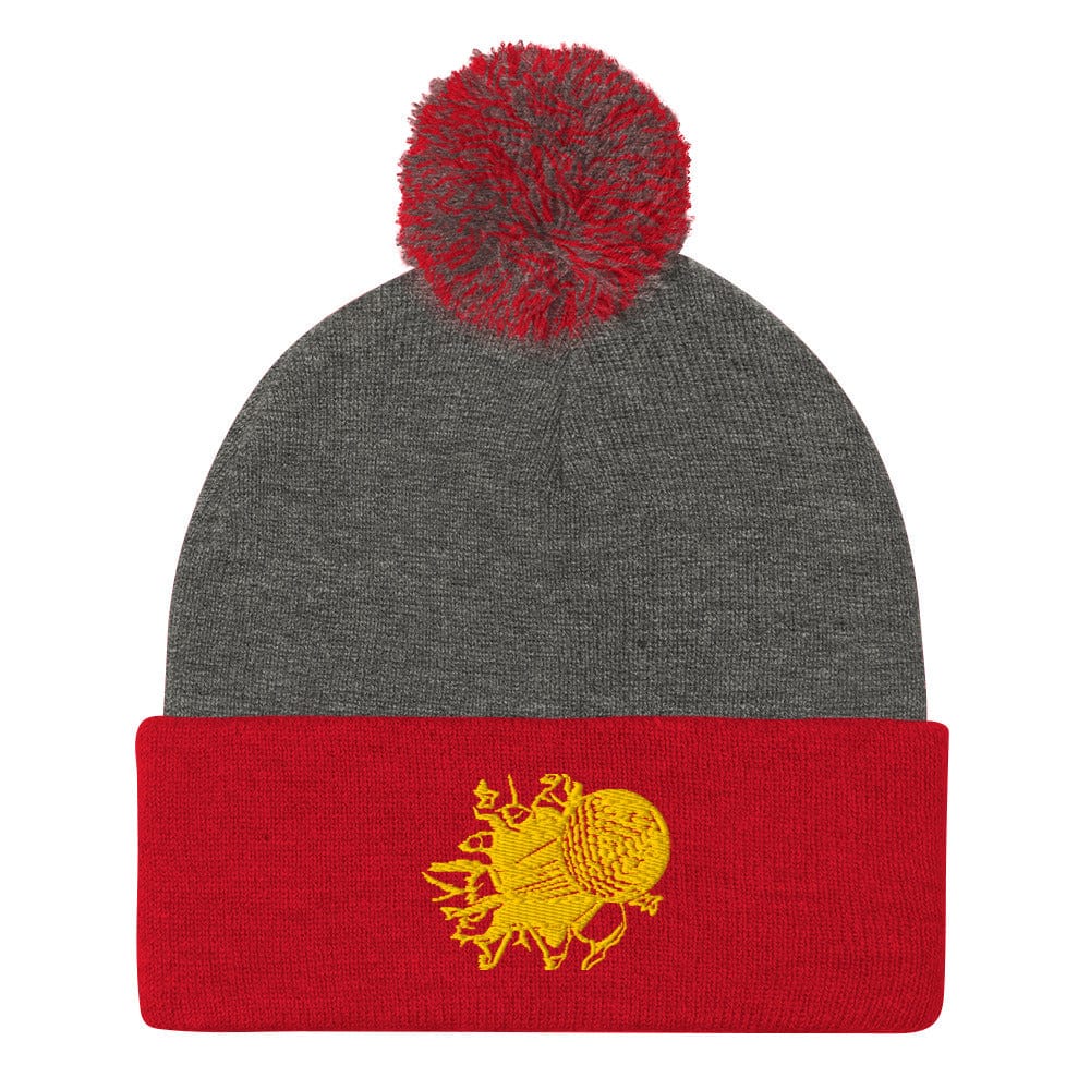 Golf Ball Breaking Barrier Funny Embroidered Golf Pom-Pom Beanie - Funny Golf Tee by Swing Epic