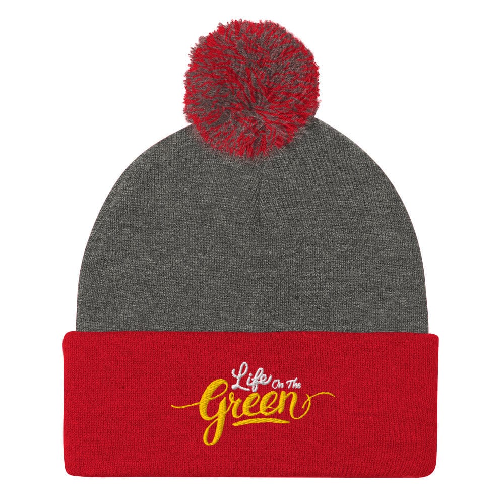 Life on the Green Embroidered Golf Pom-Pom Beanie - Funny Golf Tee by Swing Epic