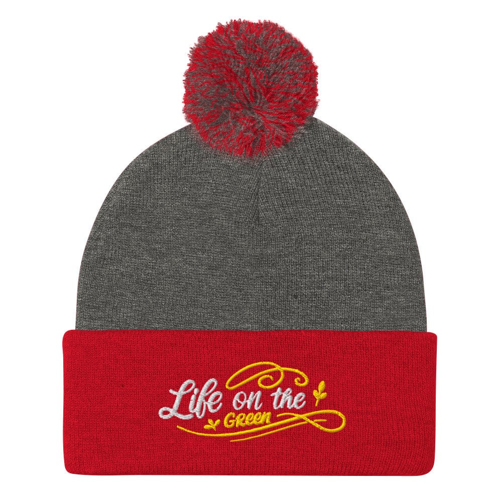 Life on the Green Embroidered Golf Pom-Pom Beanie - Funny Golf Tee by Swing Epic