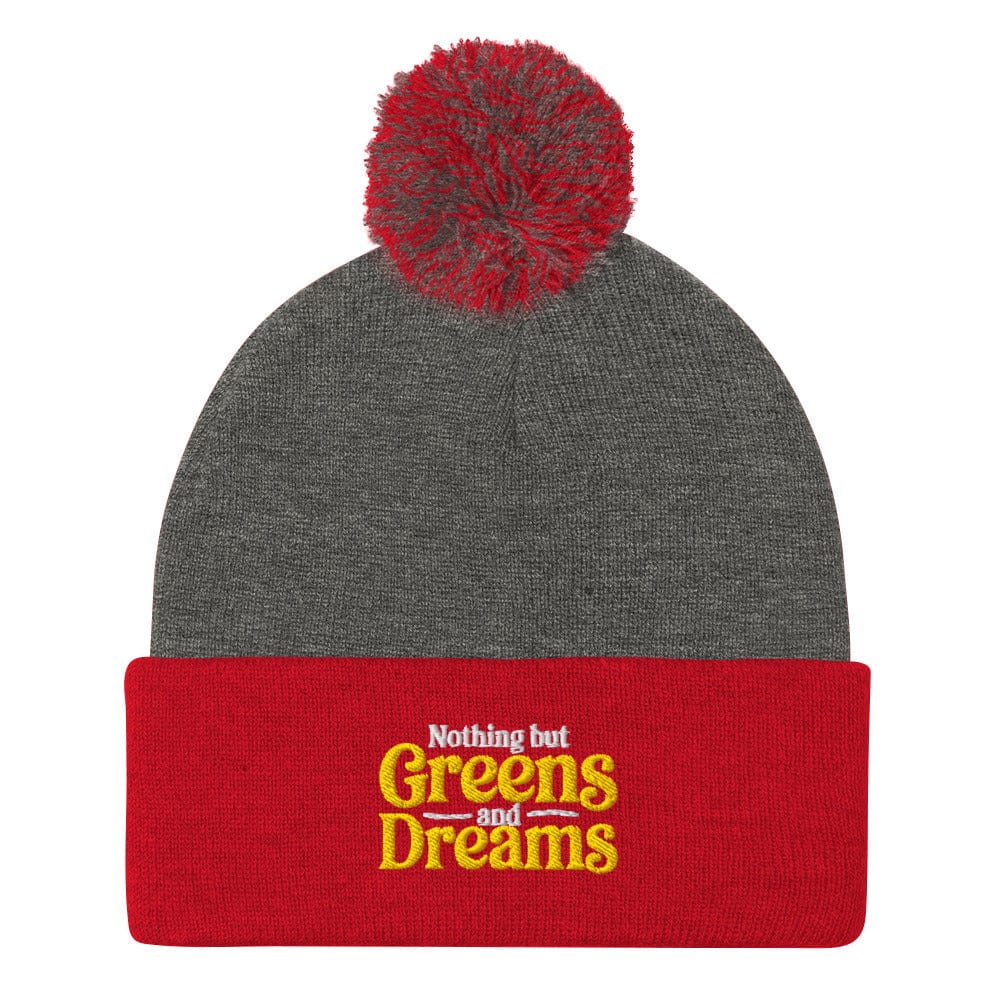 Nothing But Greens & Dreams Playful Embroidered Golf Pom-Pom Beanie - Funny Golf Tee by Swing Epic