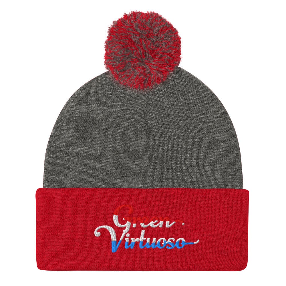 Green Virtuoso Fun Embroidered Golf Pom-Pom Beanie - Funny Golf Tee by Swing Epic
