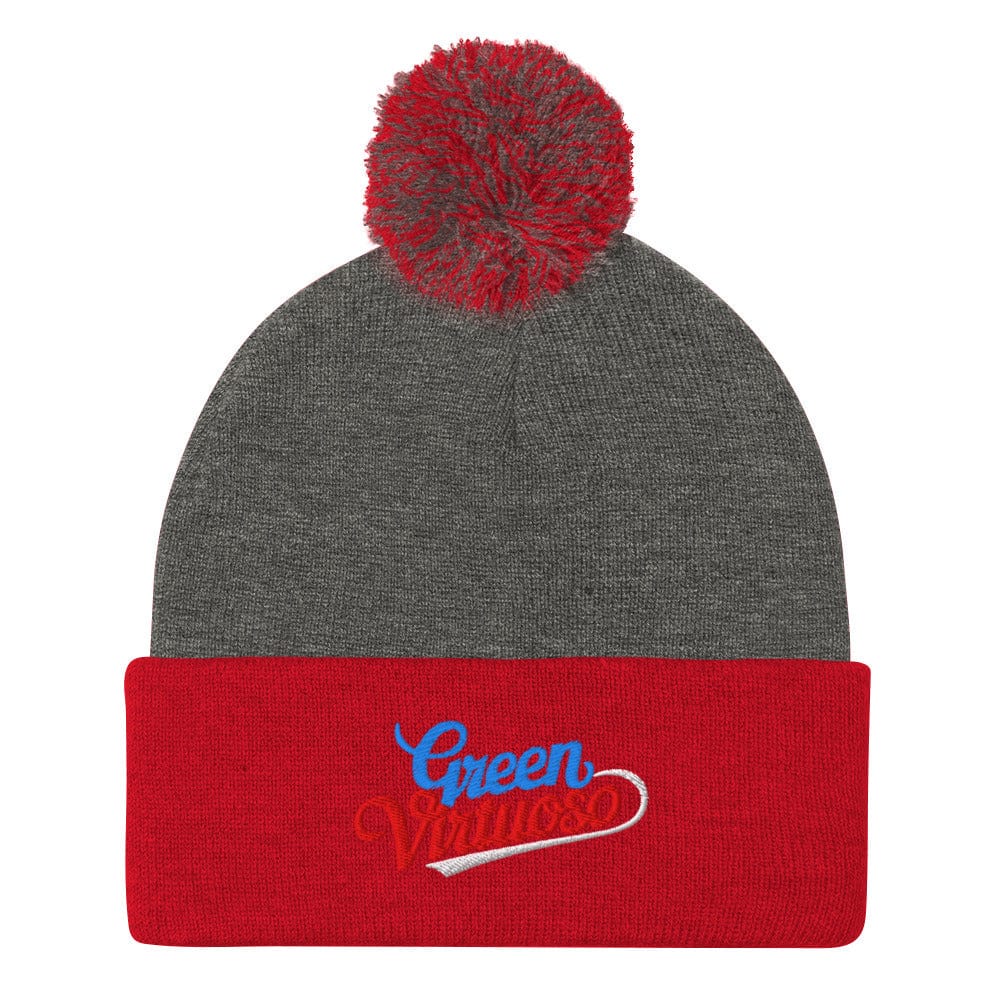 Green Virtuoso Embroidered Golf Pom-Pom Beanie - Funny Golf Tee by Swing Epic