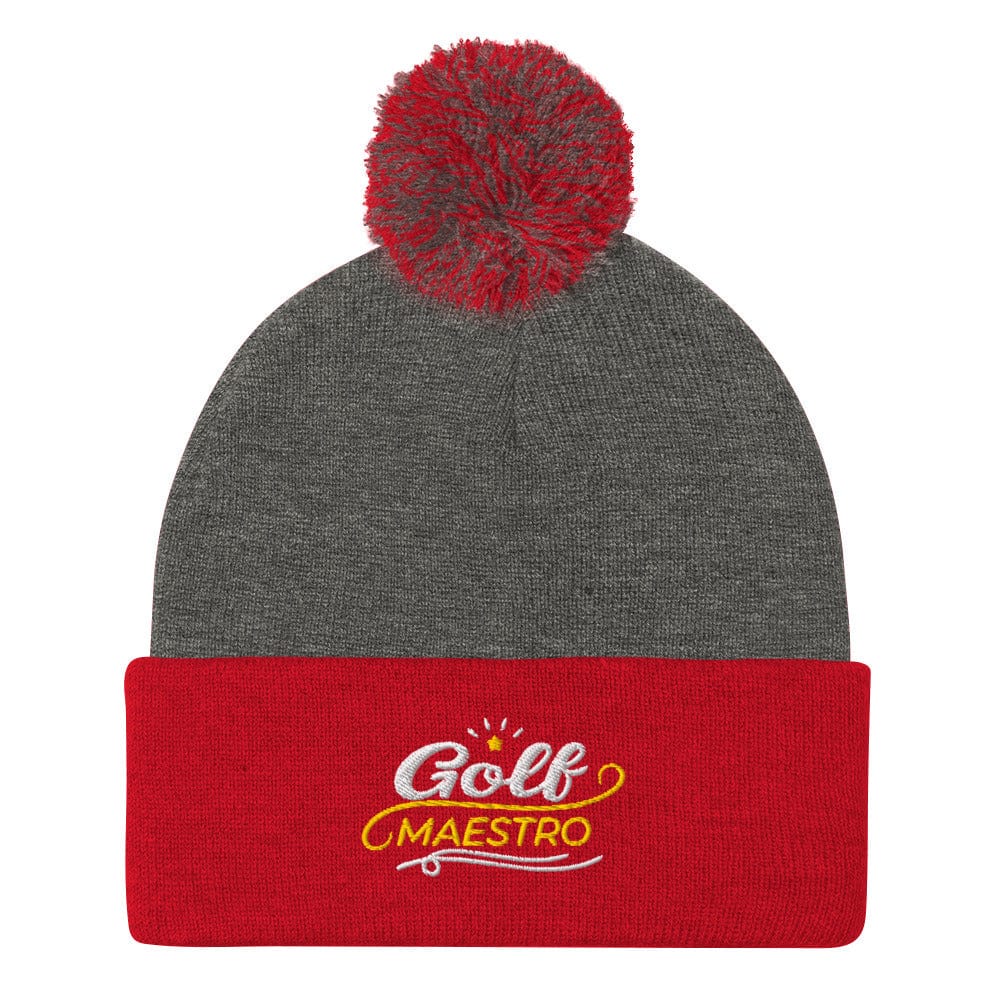 Golf Maestro Fun Embroidered Golf Pom-Pom Beanie - Funny Golf Tee by Swing Epic