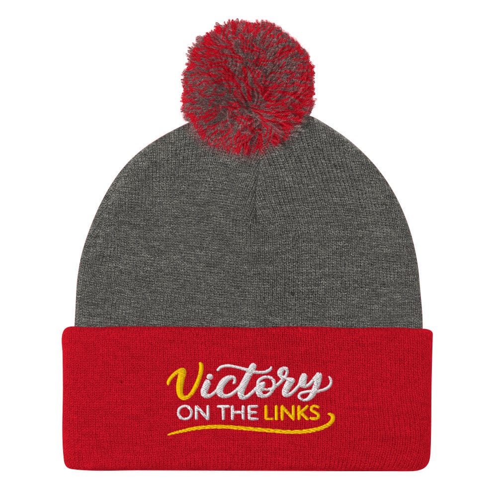 Victory on the Links Embroidered Golf Pom-Pom Beanie - Funny Golf Tee by Swing Epic