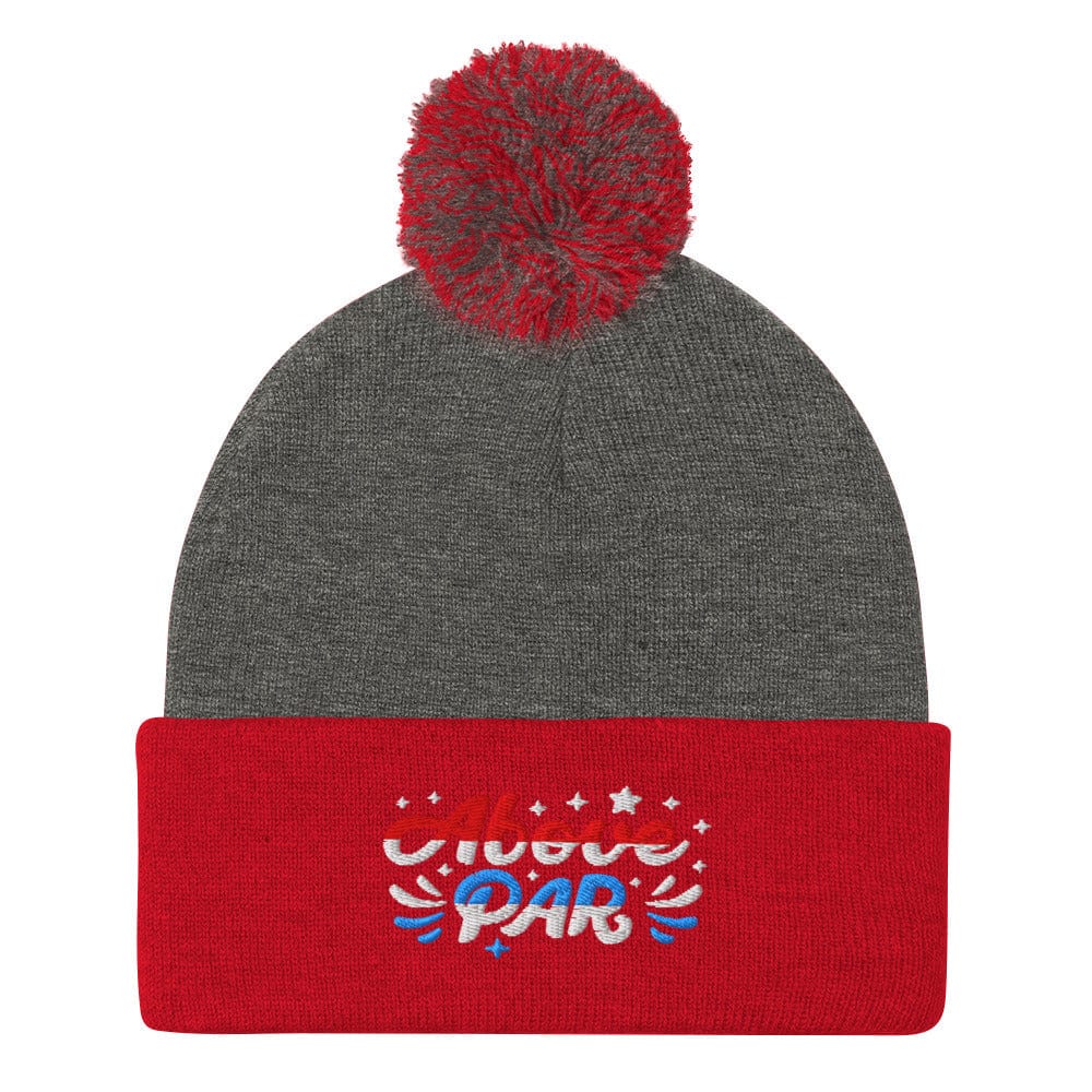Above Par Embroidered Golf Pom-Pom Beanie - Funny Golf Tee by Swing Epic