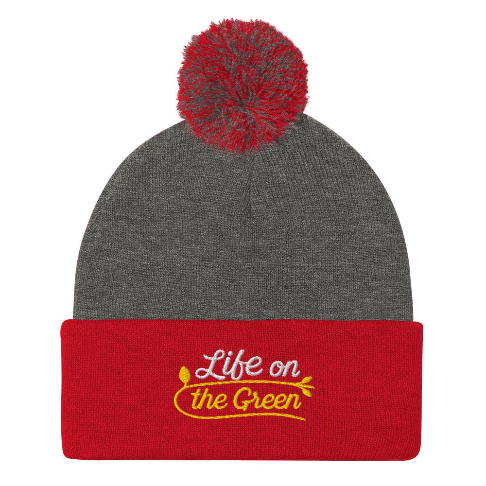 Life on the Green Engaging Fun Embroidered Golf Pom-Pom Beanie - Funny Golf Tee by Swing Epic